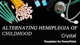  Presentation with medical pills - PPT theme enhanced with alternating-hemiplegia-of-childhood-text background and a black colored foreground