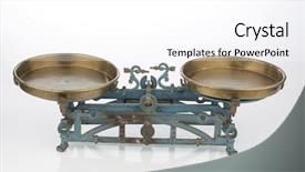  Presentation with assessment - Slide set enhanced with alternative assessment - old balance with two bowls background and a white colored foreground
