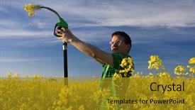  Presentation with gas station - Audience pleasing slides consisting of nature with gas station backdrop and a gold colored foreground