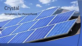  Presentation with alternative energy - Slides consisting of alternative energy photovoltaic solar panels background and a light blue colored foreground