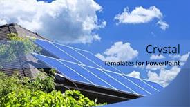 Presentation with array - Theme with alternative energy photovoltaic solar panels background and a light blue colored foreground