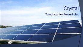 Presentation with photovoltaic - Colorful slide set enhanced with alternative energy photovoltaic solar panels backdrop and a sky blue colored foreground