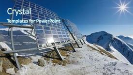  Presentation with solar panels - Amazing presentation design having alternative energy resources - big cluster of solar panels backdrop and a ocean colored foreground