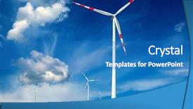  Presentation with windmills - PPT theme having alternative energy resources - windmills outdoor under sky background and a  colored foreground