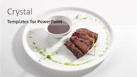  Presentation with alternative - Colorful presentation design enhanced with alternative-grilled-skirt-steak-well backdrop and a white colored foreground