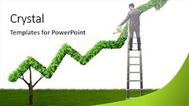  Presentation with investment - Colorful theme enhanced with economy footprint - businessman in investment concept watering backdrop and a  colored foreground