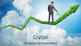  Presentation with investment - Presentation theme featuring man water - businessman in investment concept watering background and a lemonade colored foreground