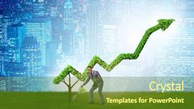  Presentation with investment - Cool new presentation theme with economy footprint - businessman in investment concept watering backdrop and a tawny brown colored foreground