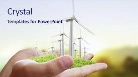  Presentation with wind turbines - Slide deck enhanced with spiral model - eco power wind turbines background and a sky blue colored foreground