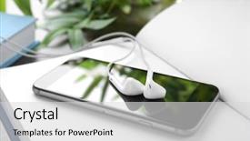  Presentation with audiobook - Colorful slide deck enhanced with alternative learning - modern phone and earphones backdrop and a light gray colored foreground