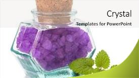  Presentation with mineral - Colorful slides enhanced with alternative medicine blue - aromatic natural mineral salt isolated backdrop and a light gray colored foreground
