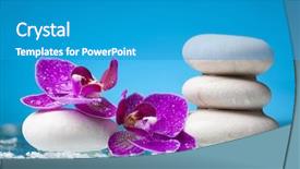  Presentation with zen stone - Theme having alternative medicine blue - spa still life with pink background and a teal colored foreground