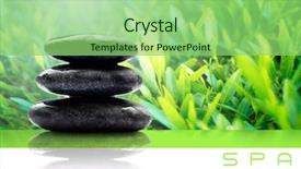  Presentation with blue spa - Theme featuring alternative medicine blue - spa stones in still life background and a seafoam green colored foreground