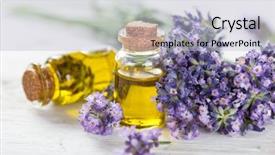  Presentation with lavender flowers - Cool new PPT layouts with alternative medicine blue - wellness treatments with lavender flowers backdrop and a light blue colored foreground