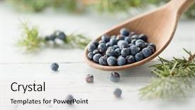  Presentation with spoon - Audience pleasing presentation theme consisting of alternative medicine blue - wooden spoon with juniper berries backdrop and a white colored foreground