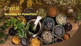  Presentation with alternative medicine - Presentation design with alternative-medicine-dried-herbs-background background and a tawny brown colored foreground