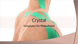  Presentation with exercise medicine - Theme consisting of alternative medicine exercise - female shoulder with physio tape background and a lemonade colored foreground