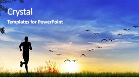  Presentation with exercise medicine - Beautiful PPT layouts featuring alternative medicine exercise - man running across the field backdrop and a cobalt blue colored foreground