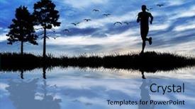  Presentation with exercise medicine - Slide set enhanced with alternative medicine exercise - man running across the field background and a light blue colored foreground