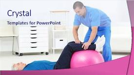  Presentation with drugs alcohol rehabilitation - Slides having alternative medicine exercise - physiotherapist working with patient background and a sky blue colored foreground