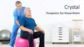  Presentation with vocational rehabilitation - Amazing PPT layouts having alternative medicine exercise - physiotherapist working with patient backdrop and a cool aqua colored foreground