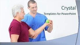  Presentation with rehabilitation - Presentation theme having alternative medicine exercise - physiotherapist working with patient background and a  colored foreground