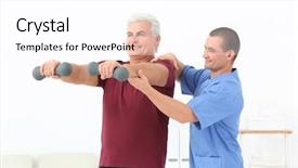  Presentation with rehabilitation - Audience pleasing slides consisting of alternative medicine exercise - physiotherapist working with patient backdrop and a white colored foreground