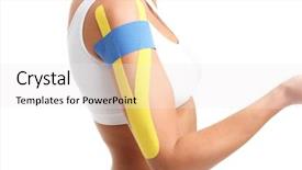  Presentation with exercise medicine - Beautiful PPT theme featuring alternative medicine exercise - picture of special physio tape backdrop and a sky blue colored foreground