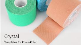  Presentation with tape - PPT theme featuring alternative medicine exercise - special physio tape rolls background and a lemonade colored foreground