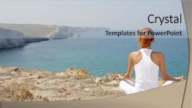  Presentation with exercise medicine - Colorful slides enhanced with alternative medicine exercise - woman in white meditating backdrop and a light blue colored foreground