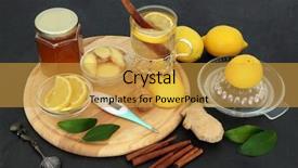  Presentation with ginger lemon drink - Slide deck featuring alternative medicine for cold background and a gold colored foreground