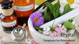  Presentation with alternative medicine - Presentation theme with alternative medicine herbs and stethoscope background and a mint green colored foreground