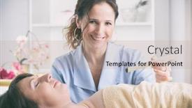  Presentation with alternative medicine - PPT theme enhanced with alternative-medicine-therapist-doing-moxa background and a coral colored foreground