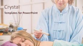  Presentation with alternative medicine - Theme enhanced with alternative-medicine-therapist-doing-moxa background and a lemonade colored foreground