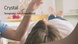  Presentation with alternative medicine - Colorful presentation enhanced with alternative medicine therapist using pendulum backdrop and a soft green colored foreground