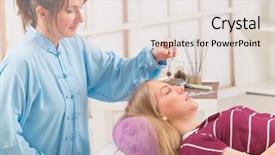  Presentation with alternative medicine - Beautiful presentation design featuring alternative medicine therapist using pendulum backdrop and a sky blue colored foreground