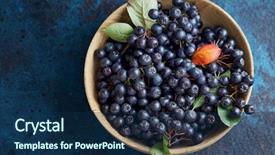  Presentation with bowl - Audience pleasing presentation design consisting of homegrown aronia berries aronia common backdrop and a navy blue colored foreground