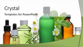  Presentation with essential oil - PPT theme consisting of remediation - essential oil glass bottles background and a white colored foreground