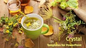  Presentation with herbal - Slides having remediation - healthy herbal tea home remedy background and a tawny brown colored foreground