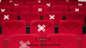  Presentation with social distancing - Theme featuring alternative-seating-marks-for-social background and a crimson colored foreground