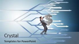  Presentation with paths - Colorful theme enhanced with alternative solution bank - businessman thinking of different career backdrop and a light blue colored foreground