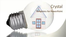  Presentation with light bulb idea invention presenter - Audience pleasing PPT theme consisting of alternative solution bank - house inside light bulb isolated backdrop and a cream colored foreground