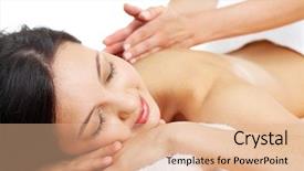  Presentation with massage therapy - Audience pleasing presentation theme consisting of alternative therapy - portrait of young female enjoying backdrop and a coral colored foreground