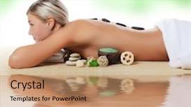  Presentation with spa - Audience pleasing PPT theme consisting of alternative therapy - spa woman stone massage isolated backdrop and a coral colored foreground
