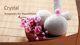  Presentation with stamps - Audience pleasing PPT layouts consisting of alternative therapy - two massage stamps with bowl backdrop and a  colored foreground