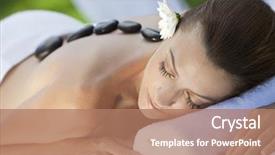  Presentation with massage therapy - Presentation theme having alternative therapy - woman relaxing at a health background and a coral colored foreground