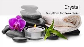  Presentation with spirituality zen meditation stone - Slide deck enhanced with alternative therapy - zen basalt stones and orchid background and a white colored foreground