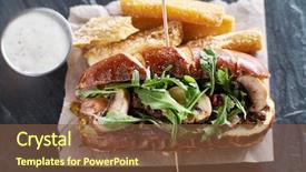  Presentation with alternative - Presentation theme enhanced with healthy vegan sandwich with meat background and a  colored foreground