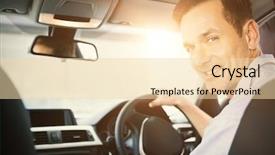  Presentation with driving - Slide set featuring alternator - men driving a car background and a  colored foreground