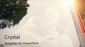  Presentation with driving - Cool new slide deck with alternator - men driving a car backdrop and a  colored foreground